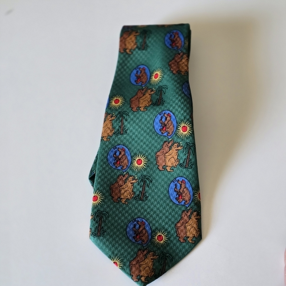 Vintage Olympus 100% silk Bear cartoon ties